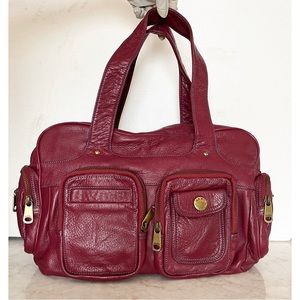 Marc Jacobs Burgundy Red Rectangle Bag with Double Handles and Double Pockets